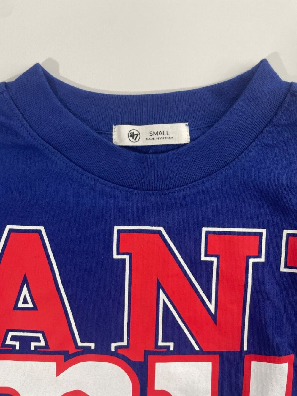 '47 New York Giants NFL Team Apparel Royal Blue boxy Crop Tee Women's Size S NWT - Picture 4 of 7